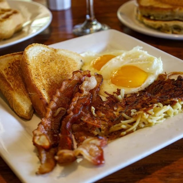 2 Eggs, 2 Bacon or Sausage Patty.